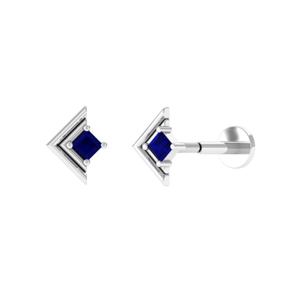 Real Blue Sapphire Solitaire Tragus Earring