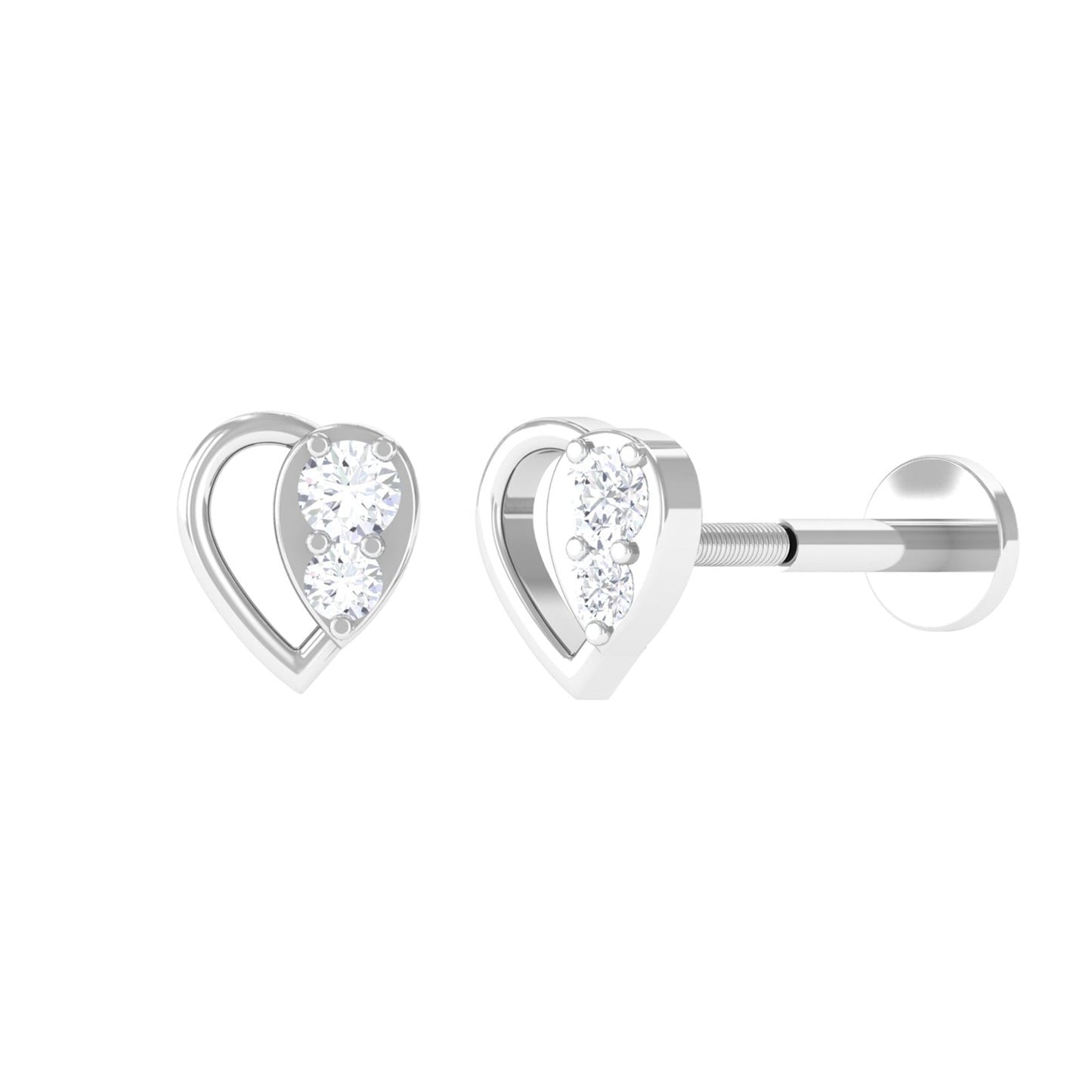 Diamond Heart Earring for Conch Piercing