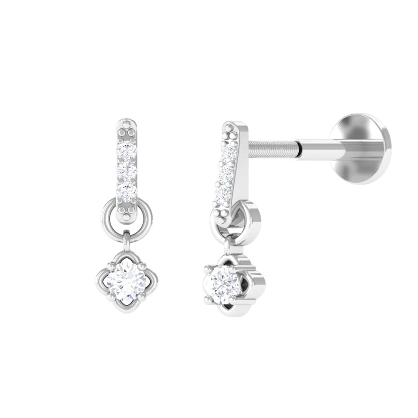 Minimalist Diamond Drop Earring for Cartilage Piercing
