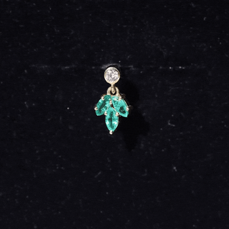 Marquise Emerald Leaf Earring for Helix Piercing
