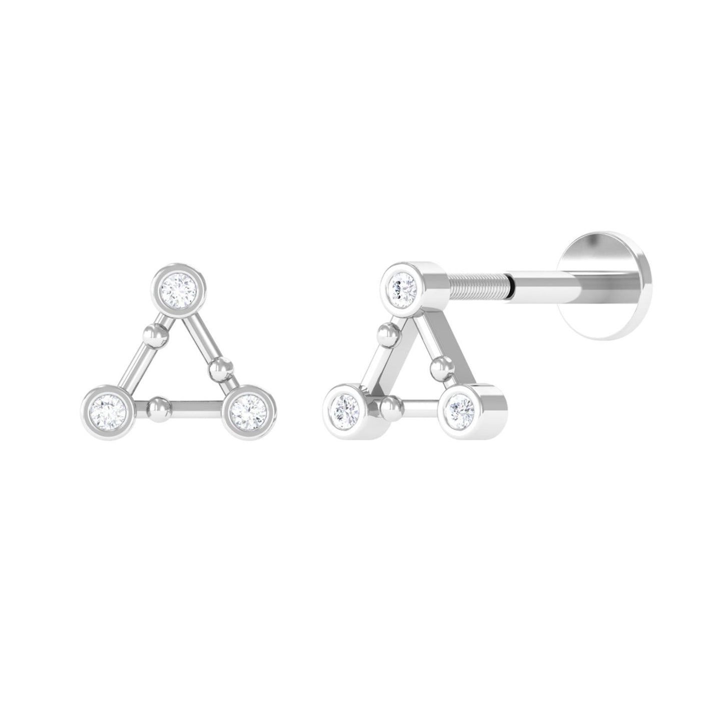 Diamond Open Triangle Earring for Conch Piercing