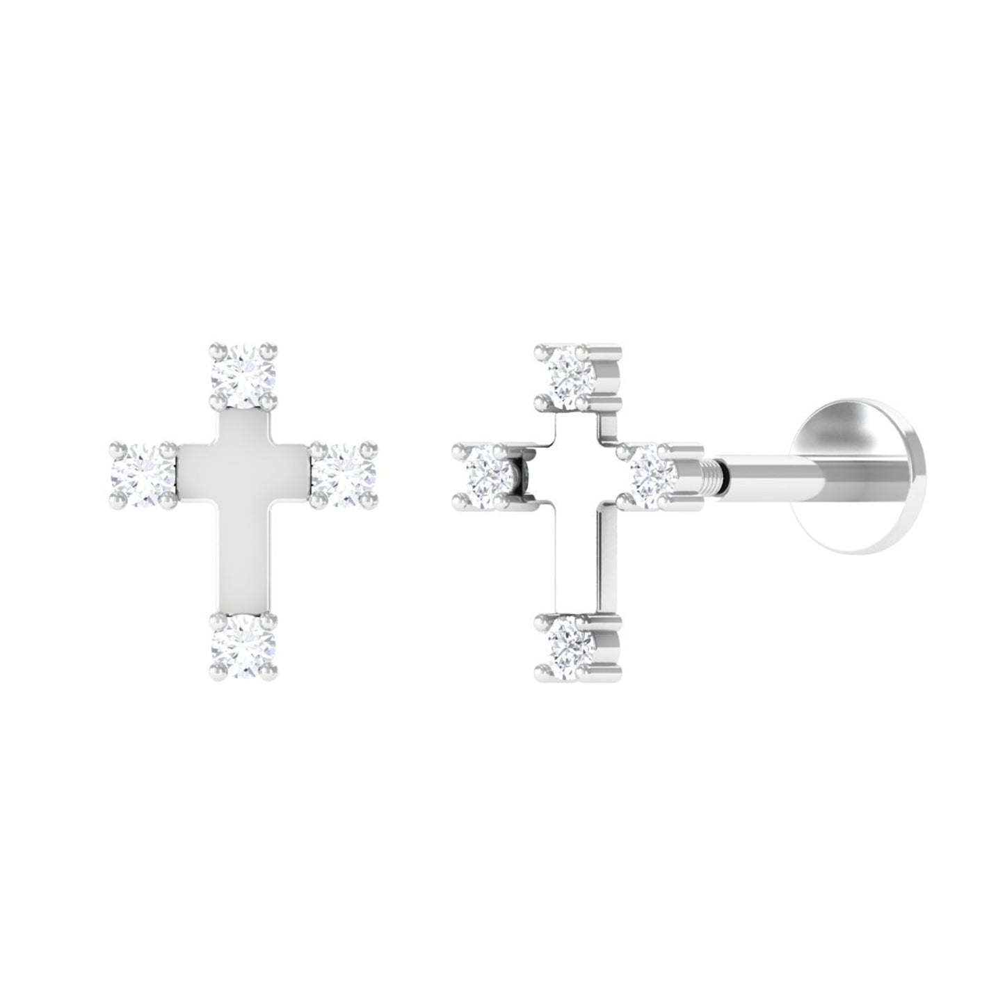 Diamond Cross Cartilage Earring