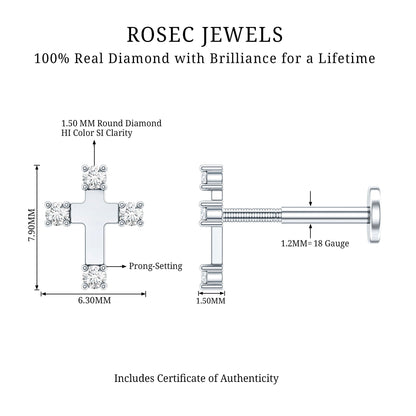 Diamond Cross Cartilage Earring
