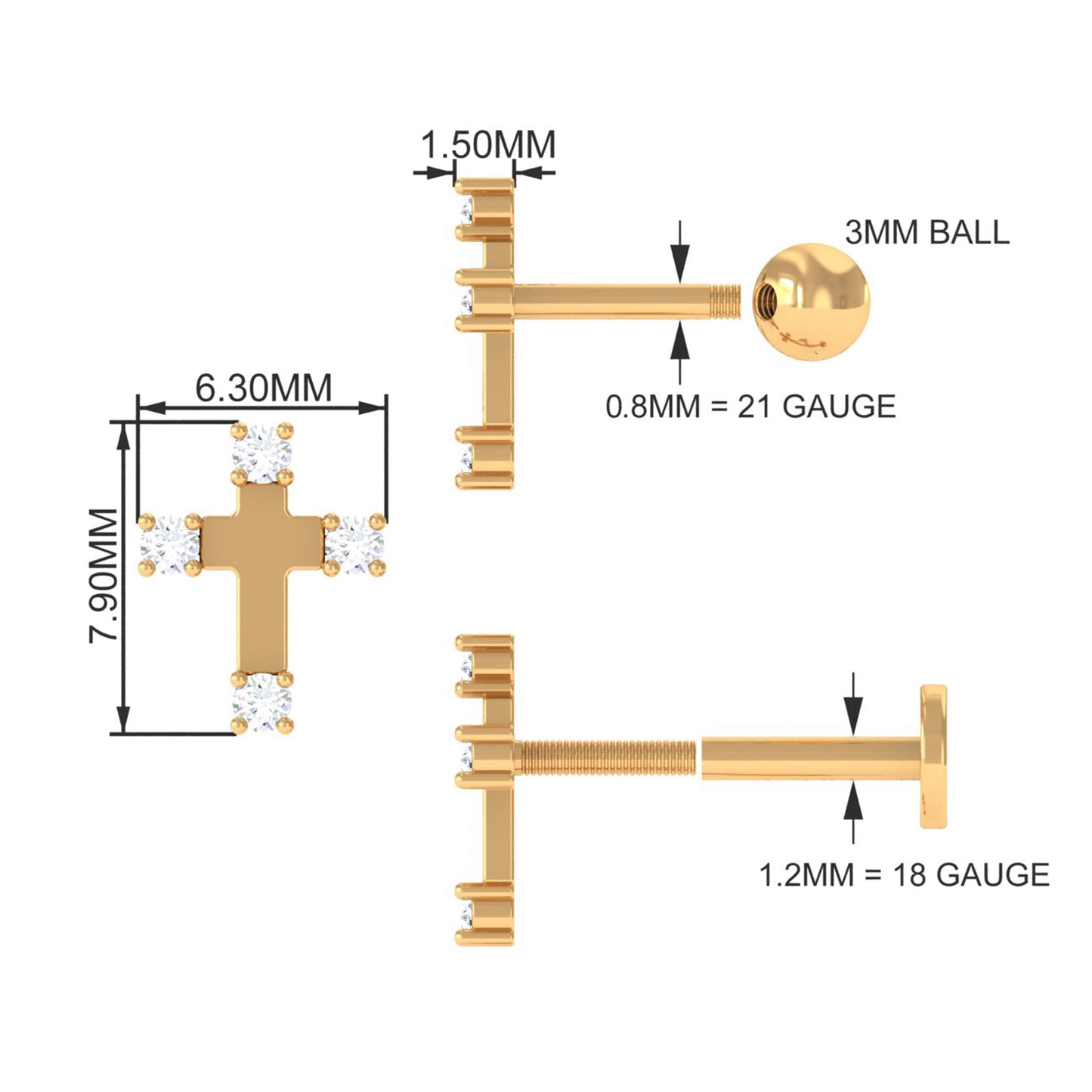 Diamond Cross Cartilage Earring