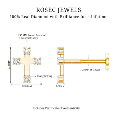 Diamond Cross Cartilage Earring