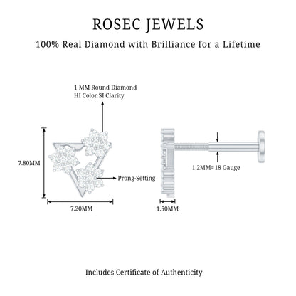 Diamond Triangle Earring for Helix Piercing