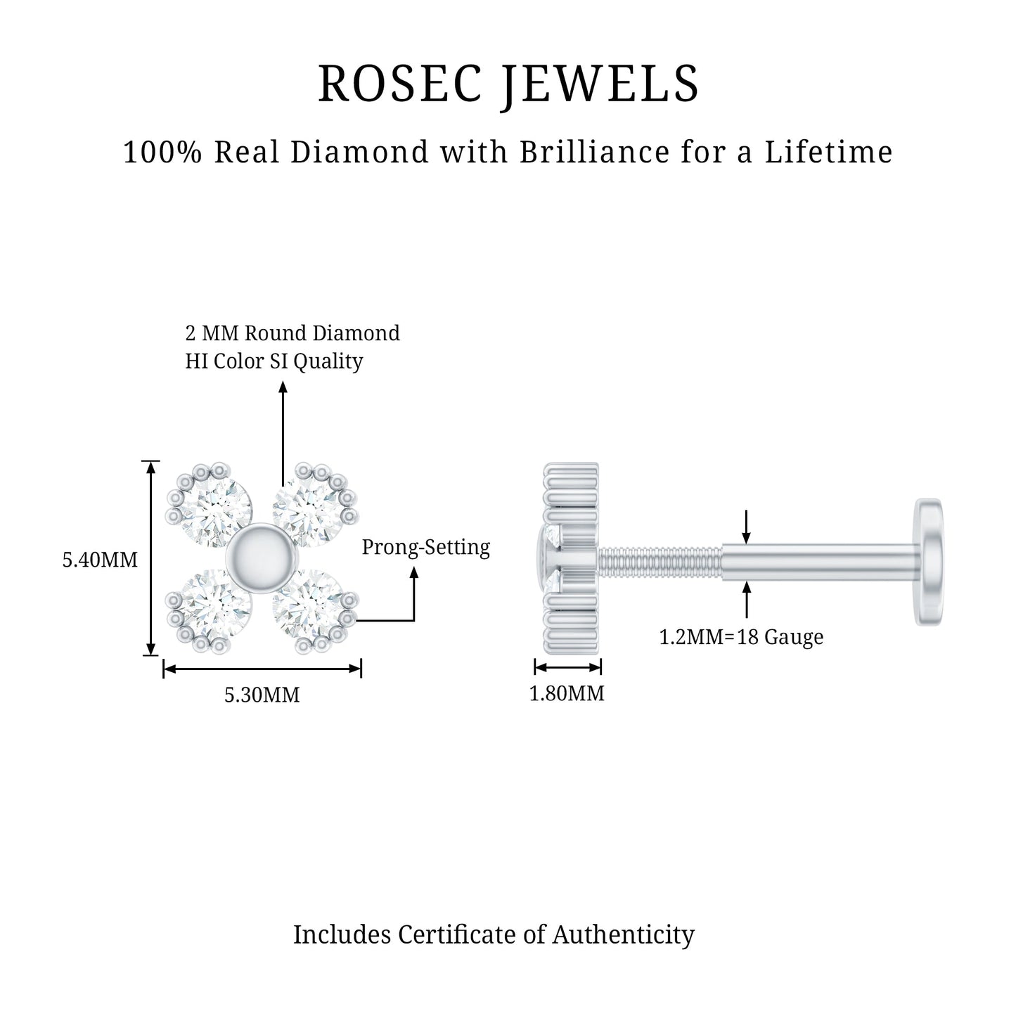 Round Diamond Minimal Helix Earring