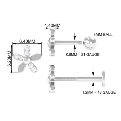 Simple Diamond Floral Earring for Cartilage Piercing