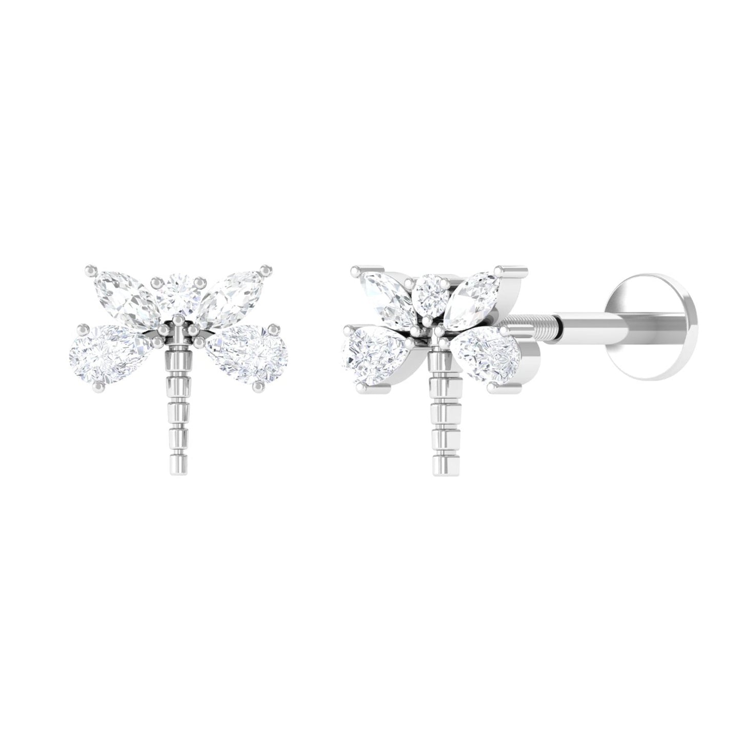 Genuine Diamond Dragon Fly Earring for Helix Piercing