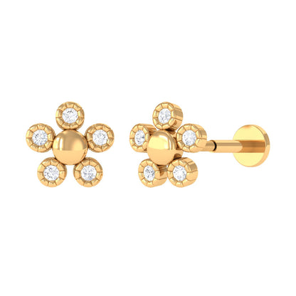 Diamond Floral Cartilage Earring