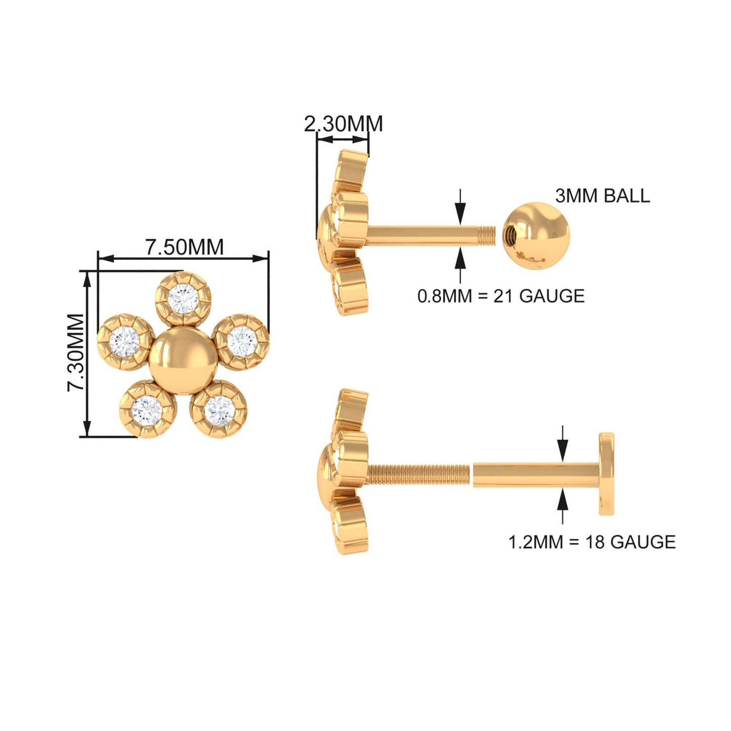 Diamond Floral Cartilage Earring