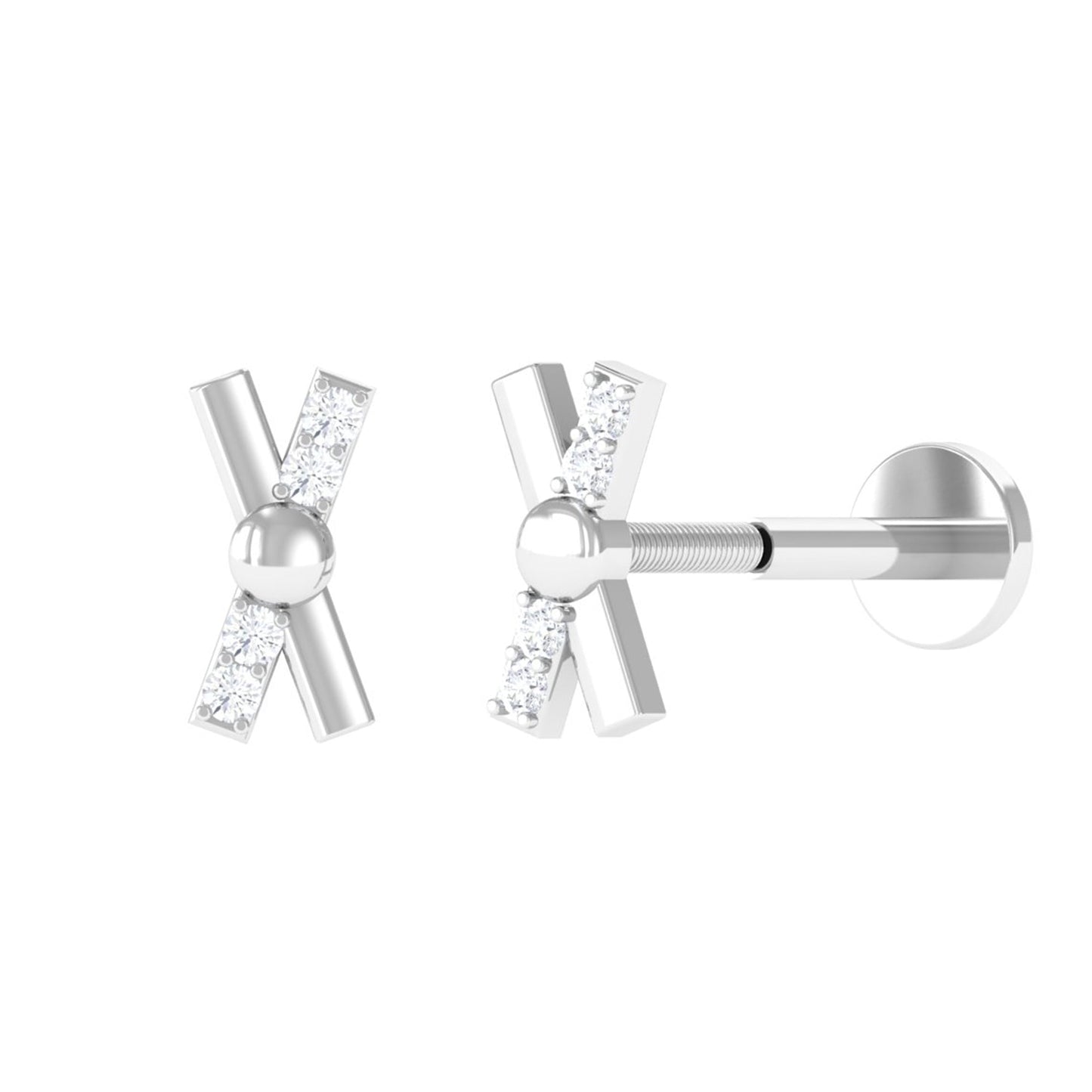 Simple Diamond X Earring for Tragus Piercing