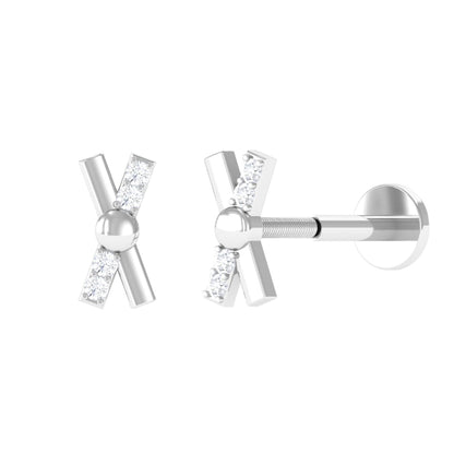 Simple Diamond X Earring for Tragus Piercing
