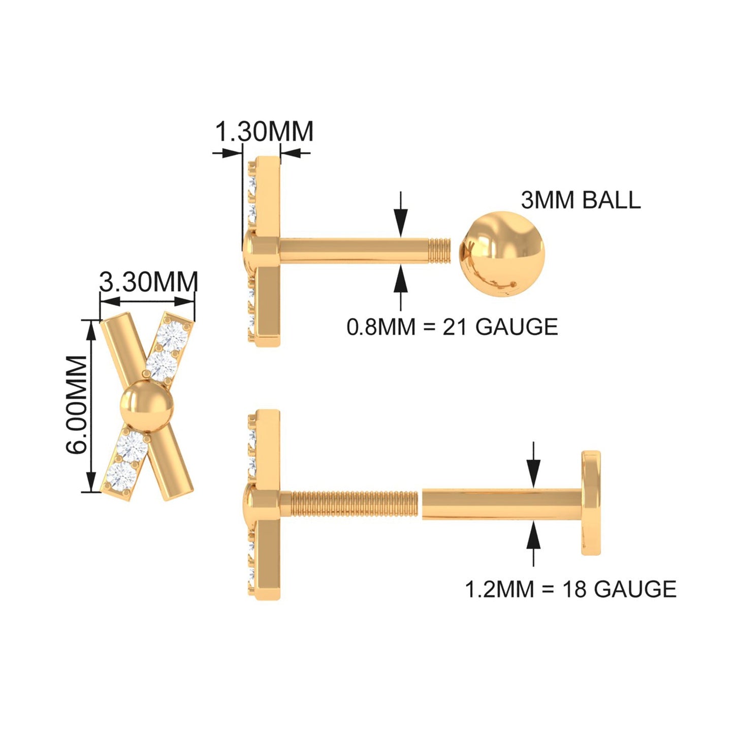 Simple Diamond X Earring for Tragus Piercing