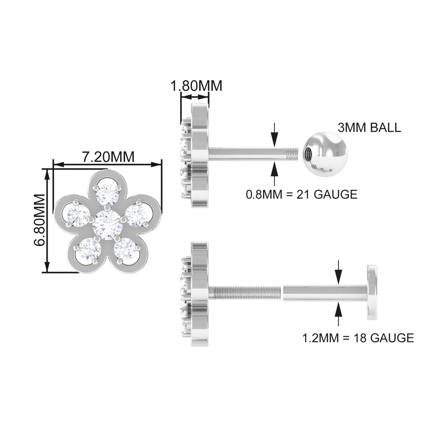 Diamond Floral Helix Earring for Women
