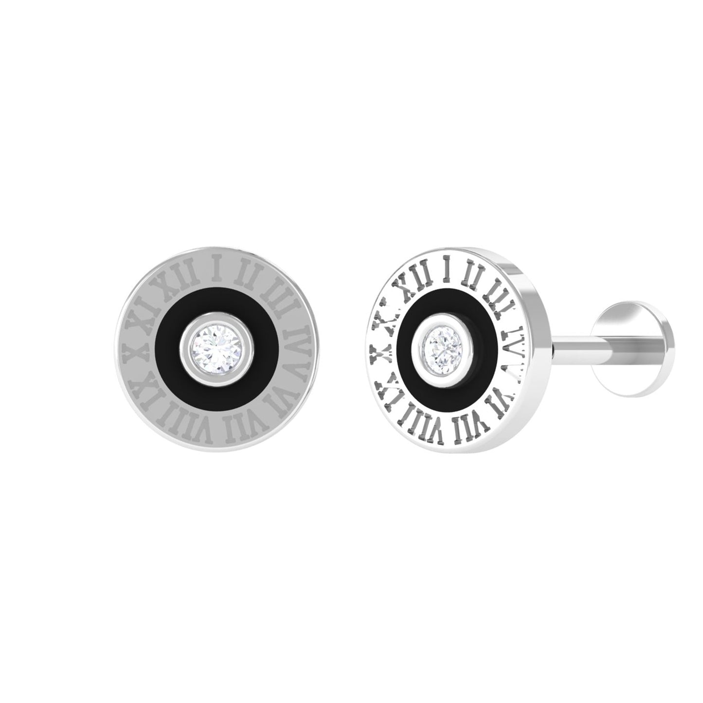 Diamond Clock Earring for Cartilage Piercing