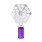 Baguette Amethyst Cartilage Drop Earring with Diamond