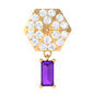 Baguette Amethyst Cartilage Drop Earring with Diamond
