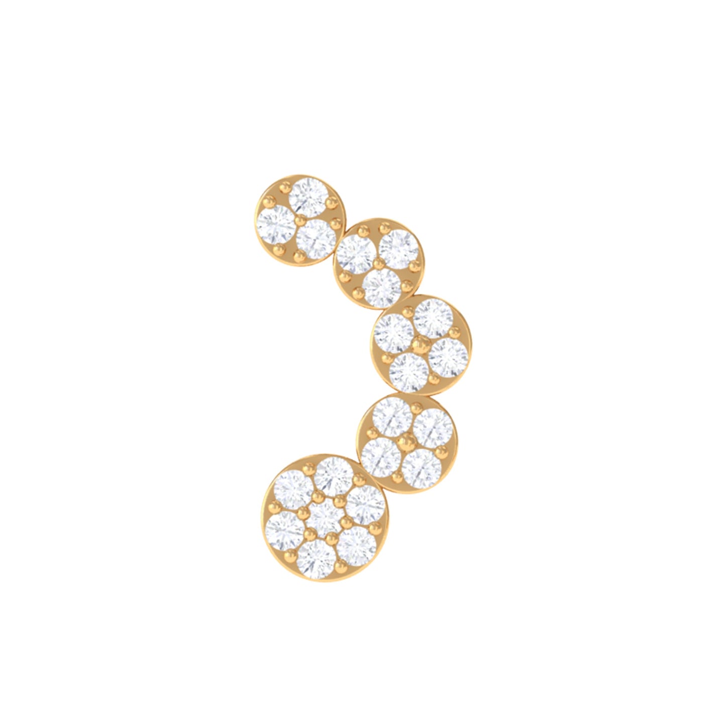 Genuine Diamond Curved Crawler Earring for Helix Piercing