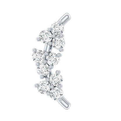 Natural Round Diamond Cluster Curved Helix Earring