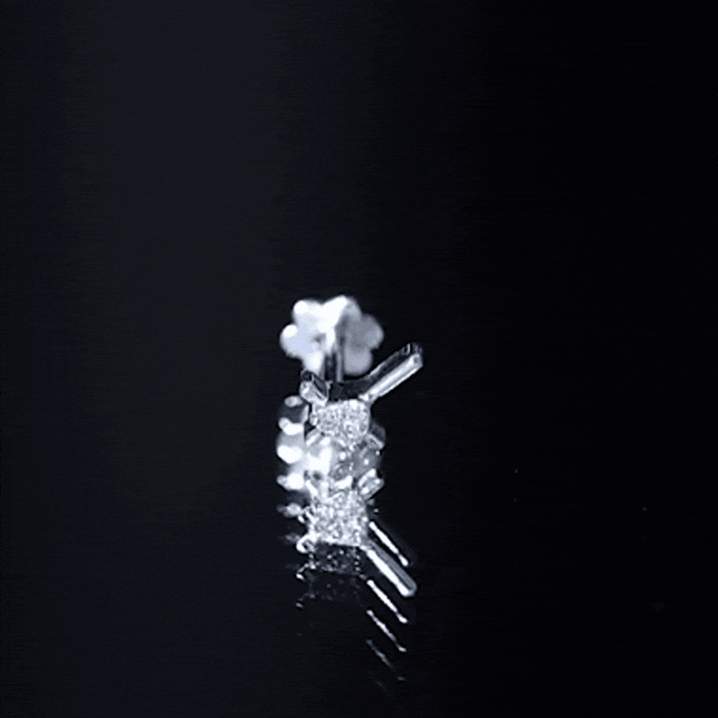 Round Natural Diamond Cross Helix Earring