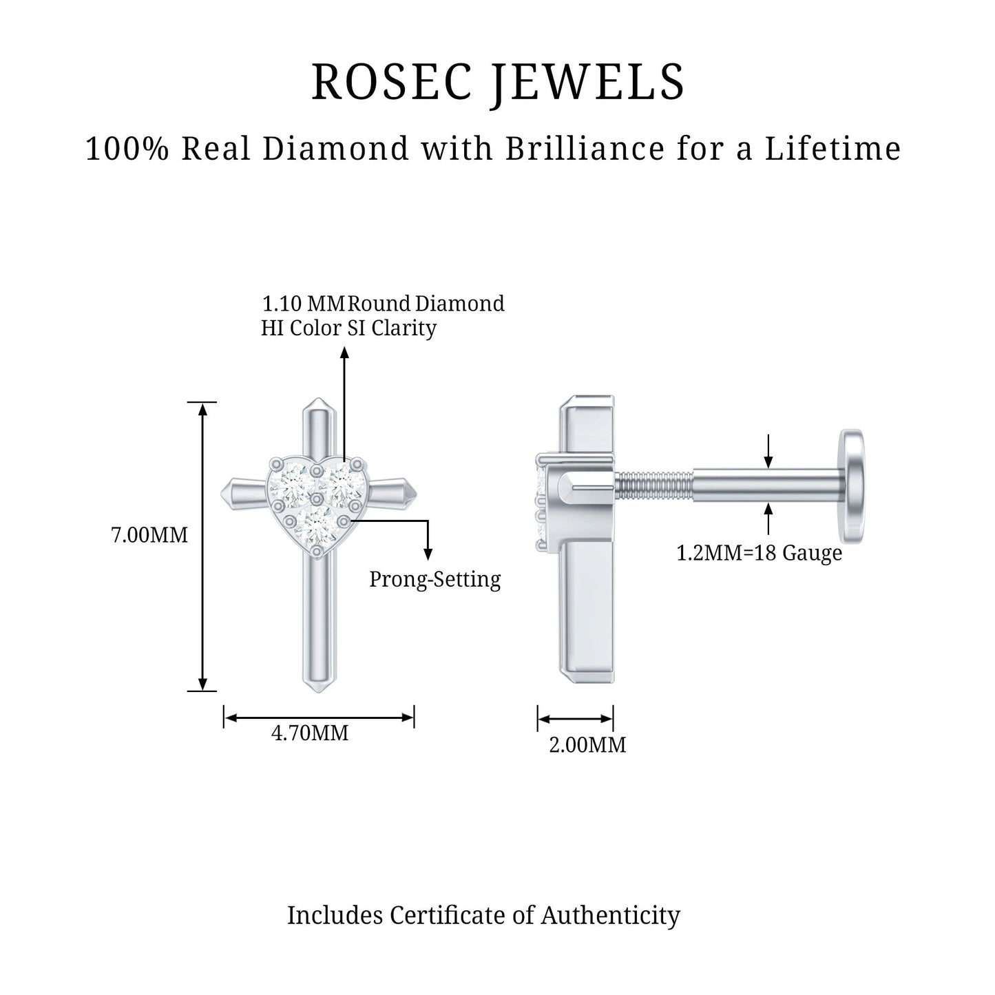 Round Natural Diamond Cross Helix Earring