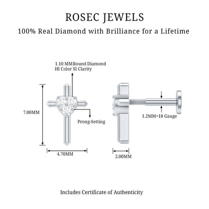 Round Natural Diamond Cross Helix Earring