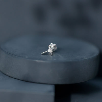 Round Natural Diamond Cross Helix Earring