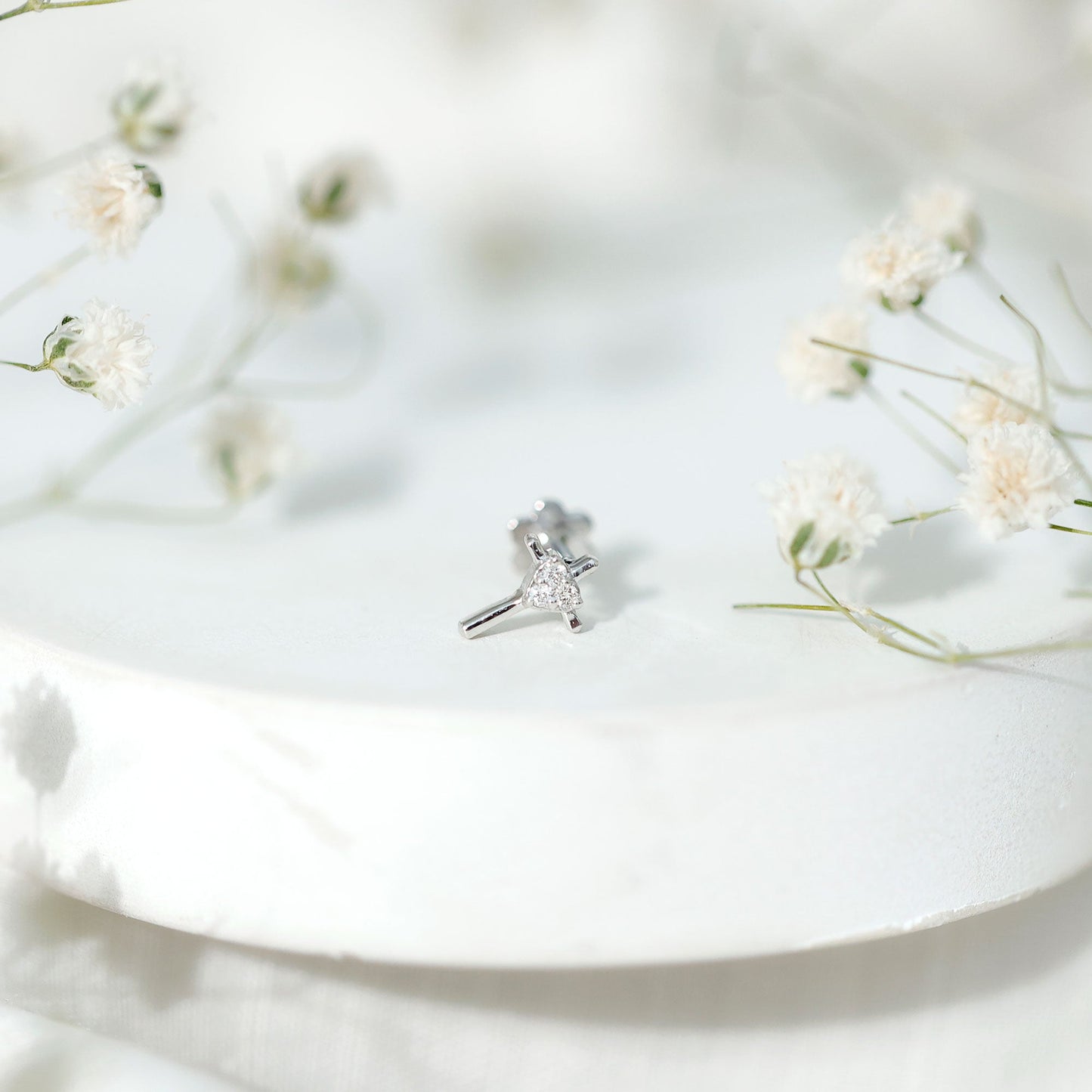 Round Natural Diamond Cross Helix Earring