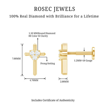 Round Natural Diamond Cross Helix Earring