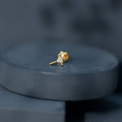 Round Natural Diamond Cross Helix Earring