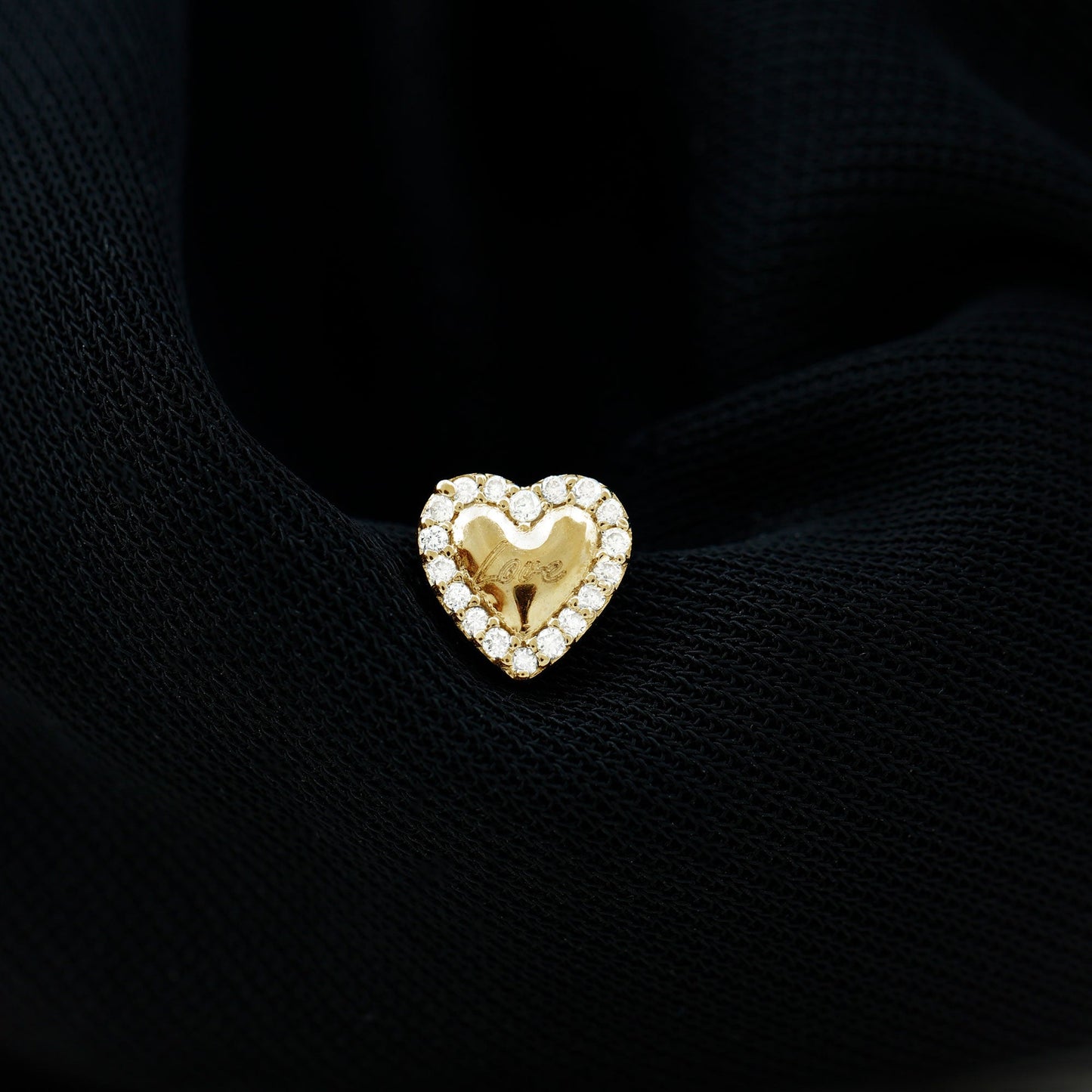 Certified Moissanite Love Heart Earring for Helix Piercing