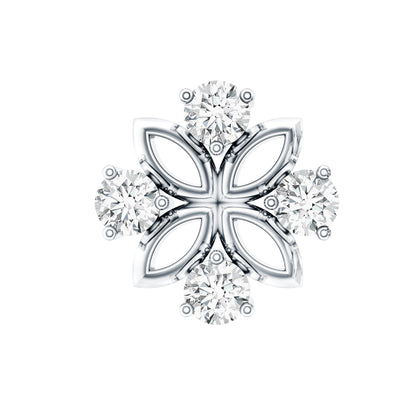 Round Moissanite Flower Earring for Cartilage Piercing