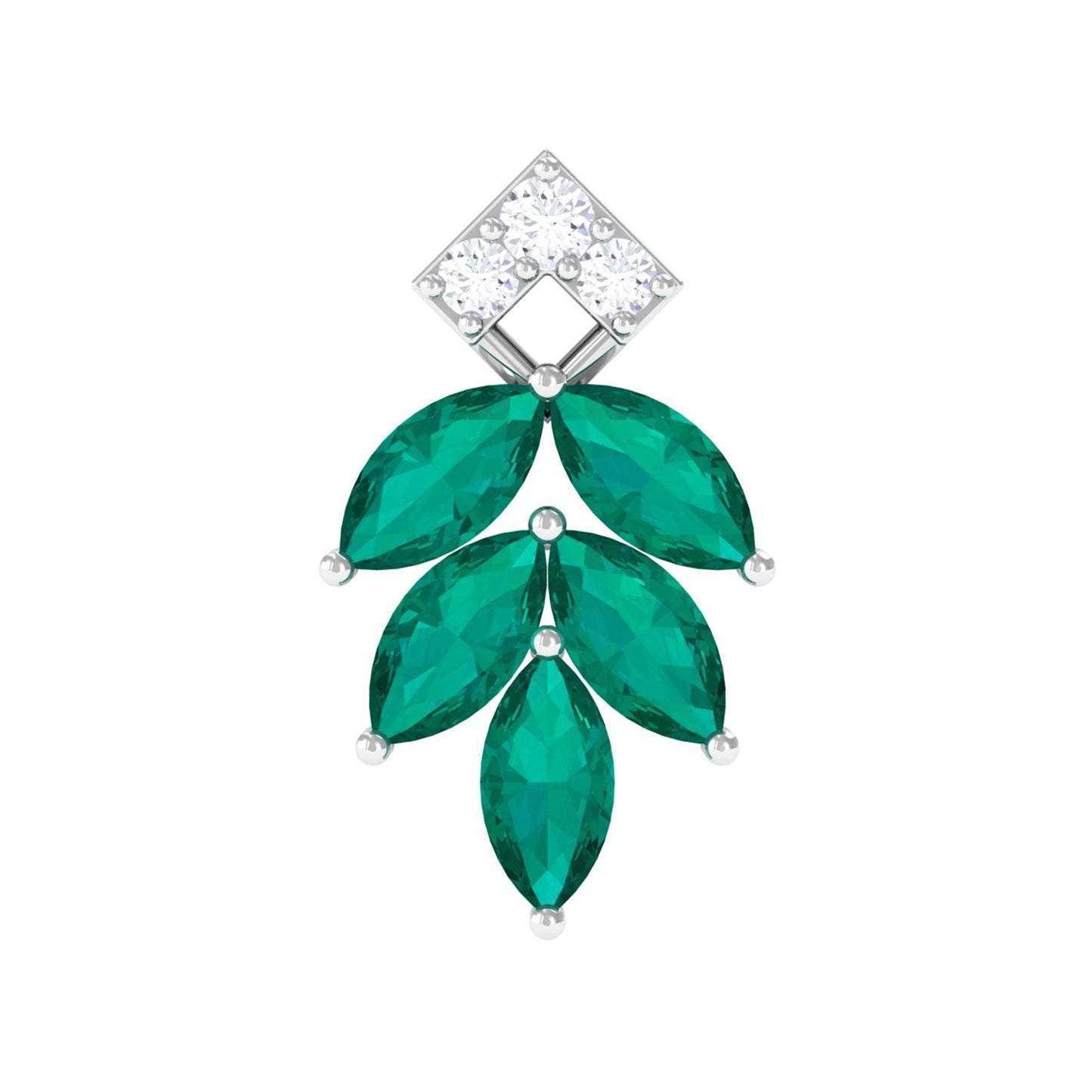 Real Emerald and Diamond Leaf Cartilage Earring