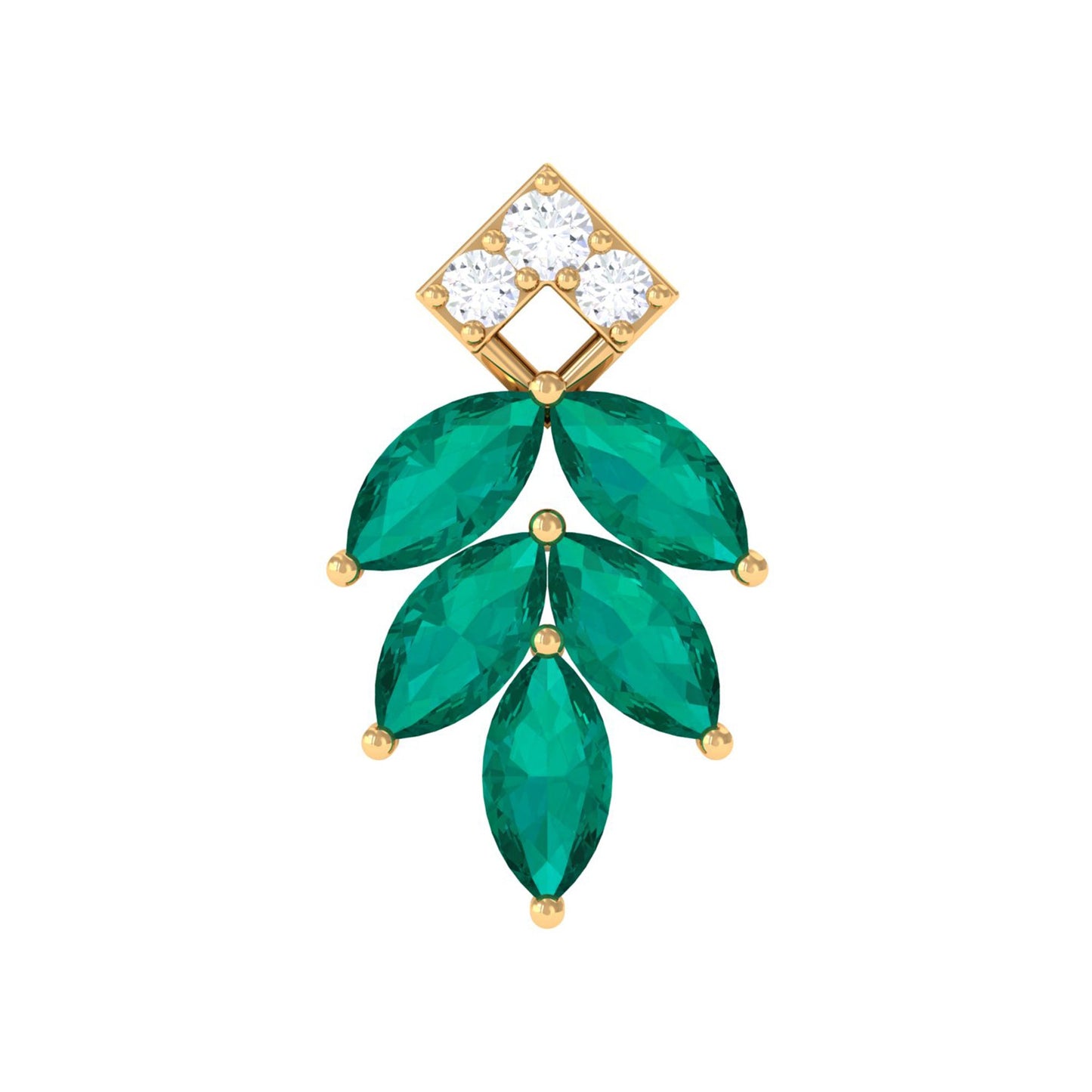 Real Emerald and Diamond Leaf Cartilage Earring