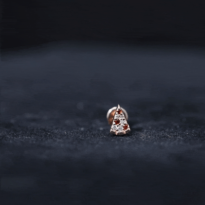 Round Cut Garnet and Diamond Pizza Slice Helix Earring