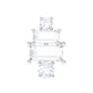 Baguette and Round Moissanite Designer Earring for Helix Piercing