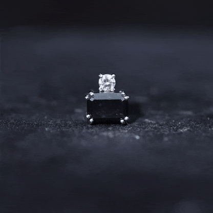 Lab Grown Black and White Diamond Helix Piercing Earring