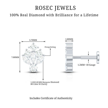Real Diamond Designer Earring for Cartilage Piercing
