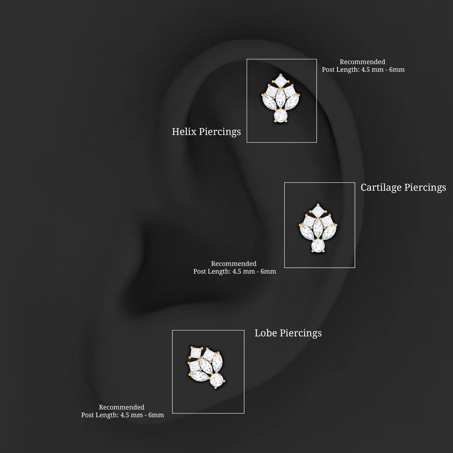 Real Diamond Designer Earring for Cartilage Piercing