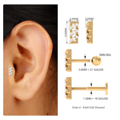 Minimalist Diamond Bar Earring for Tragus Piercing