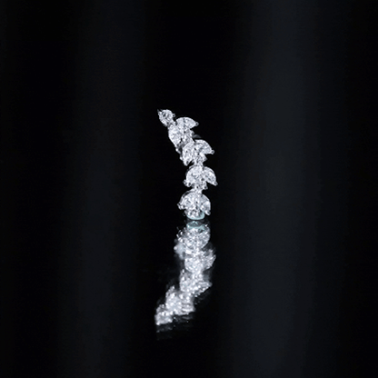 Marquise and Round Moissanite Leaf Helix Earring