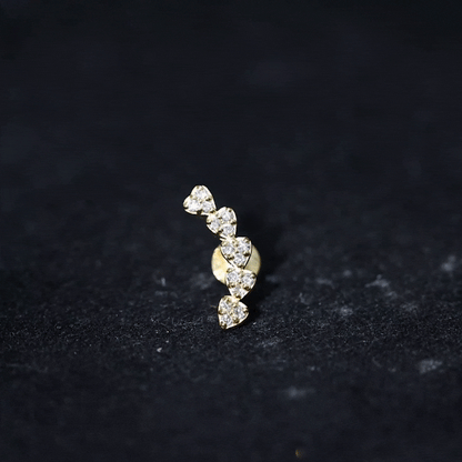 Certified Moissanite Heart Curved Crawler Earring