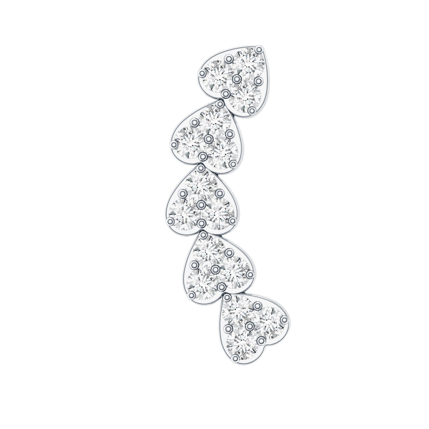 Certified Moissanite Heart Curved Crawler Earring