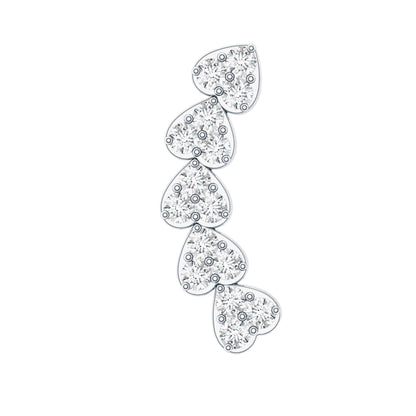 Certified Moissanite Heart Curved Crawler Earring