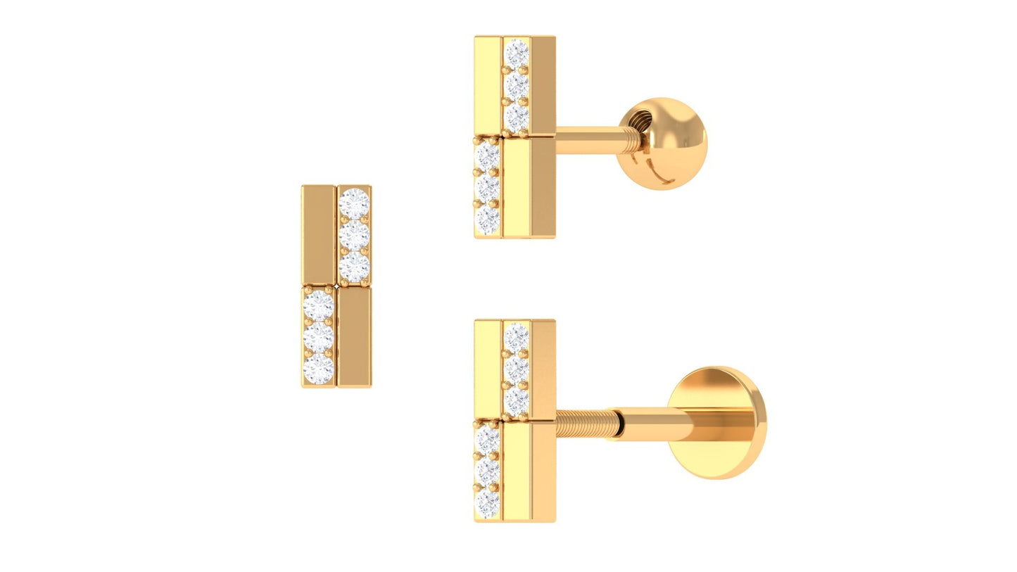 Simple Diamond Bar Earring for Tragus Piercing