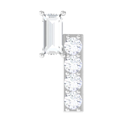 Moissanite Unique Bar Earring for Tragus Piercing