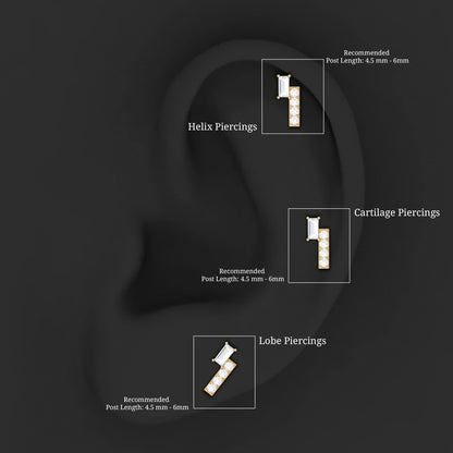 Moissanite Unique Bar Earring for Tragus Piercing