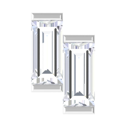 Baguette Moissanite 2 Stone Dainty Nose Stud