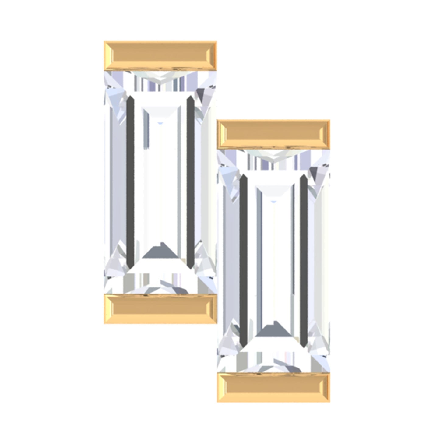 Baguette Moissanite 2 Stone Dainty Nose Stud